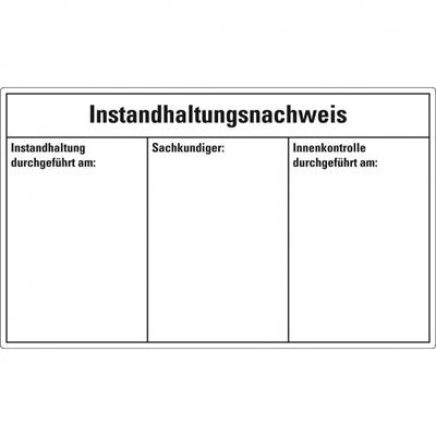 Instandhaltungsnachweis Feuerlöscher, DIN 14406-4, Folie, ablösbar, 100x60mm, 15/Heft