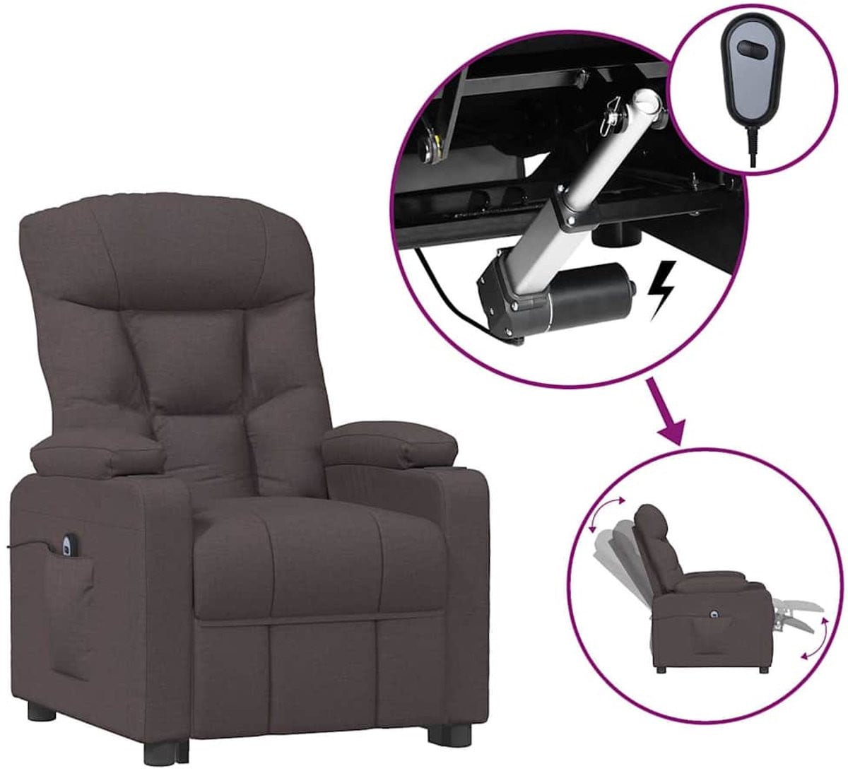 vidaXL Elektrische verstelbare fauteuil in donkerbruine stof