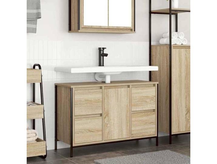 Meuble sous-vasque avec tiroirs chêne sonoma 90x34 5x60 cm meuble vasque de salle de bain meuble sous vasque de 861888