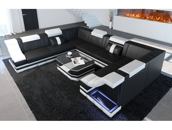 Sofa Bianchi Pur U-Form in Leder