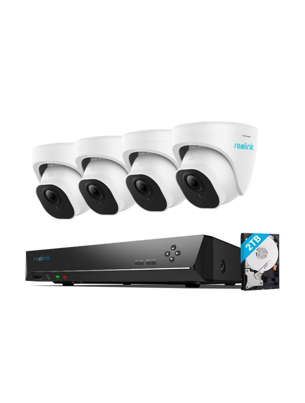 RLK8-800D4-A 4 x 8 Megapixel Augäpfel 8-Kanal-NVR Integrierte 2-TB-Festplatte