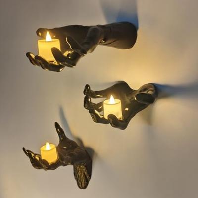 On Spot Shop Halloween Decorations, Wall Mounted Creepy Hands, Life size Horror Hands For Gothic Wall Decoration To Place Candles style 2