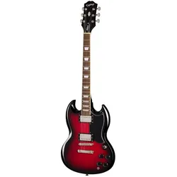 Epiphone SG Tribute Plus Cherry Burst - elektrische Gitarre (E-Gitarre, Ivory Urite, Mahagoni), Gitarre, Rot, Schwarz