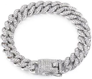 Inspired Finds RoyalSpark Rhinestone Dog Chain Collar Jewelry silver 21.7 In