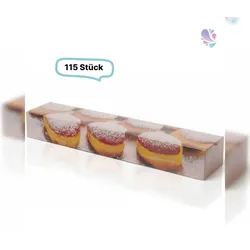 Blanc HYGIENIC Berliner Box Krapfen Karton 1-teilig 600 × 110 × 80 mm – lebensmittelecht, robust, 115 Stück