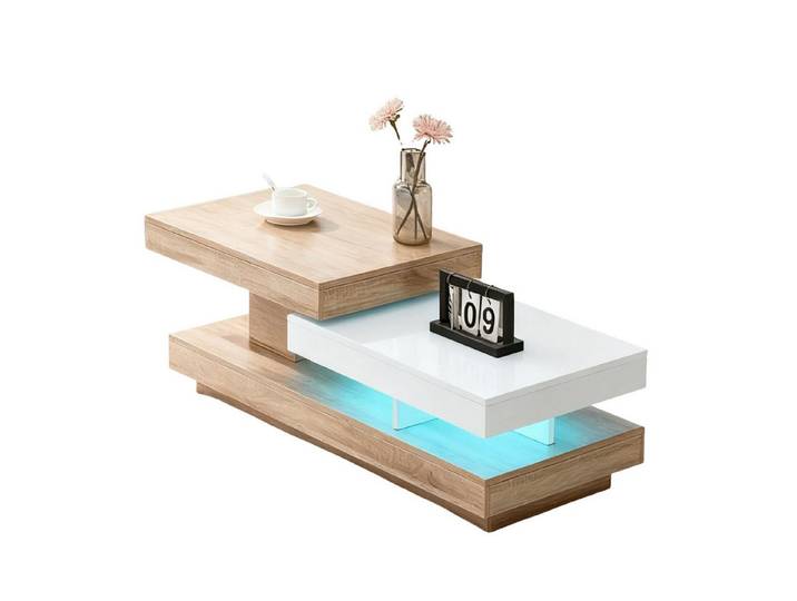 JYMTOM Couchtisch 360° Drehbarer Wohnzimmertisch, Modern Beistelltisch (1-St), Hochglanz-Kaffeetisch mit drehbarer Tischplatte, 110x50x40cm