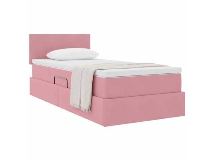 KTHLBRH Boxspringbett mit Matratze Rosa 100 x 200 cm Samt Hydraulisches Heben, Metallrahmen, Kopfteil inklusive, max. 140 kg