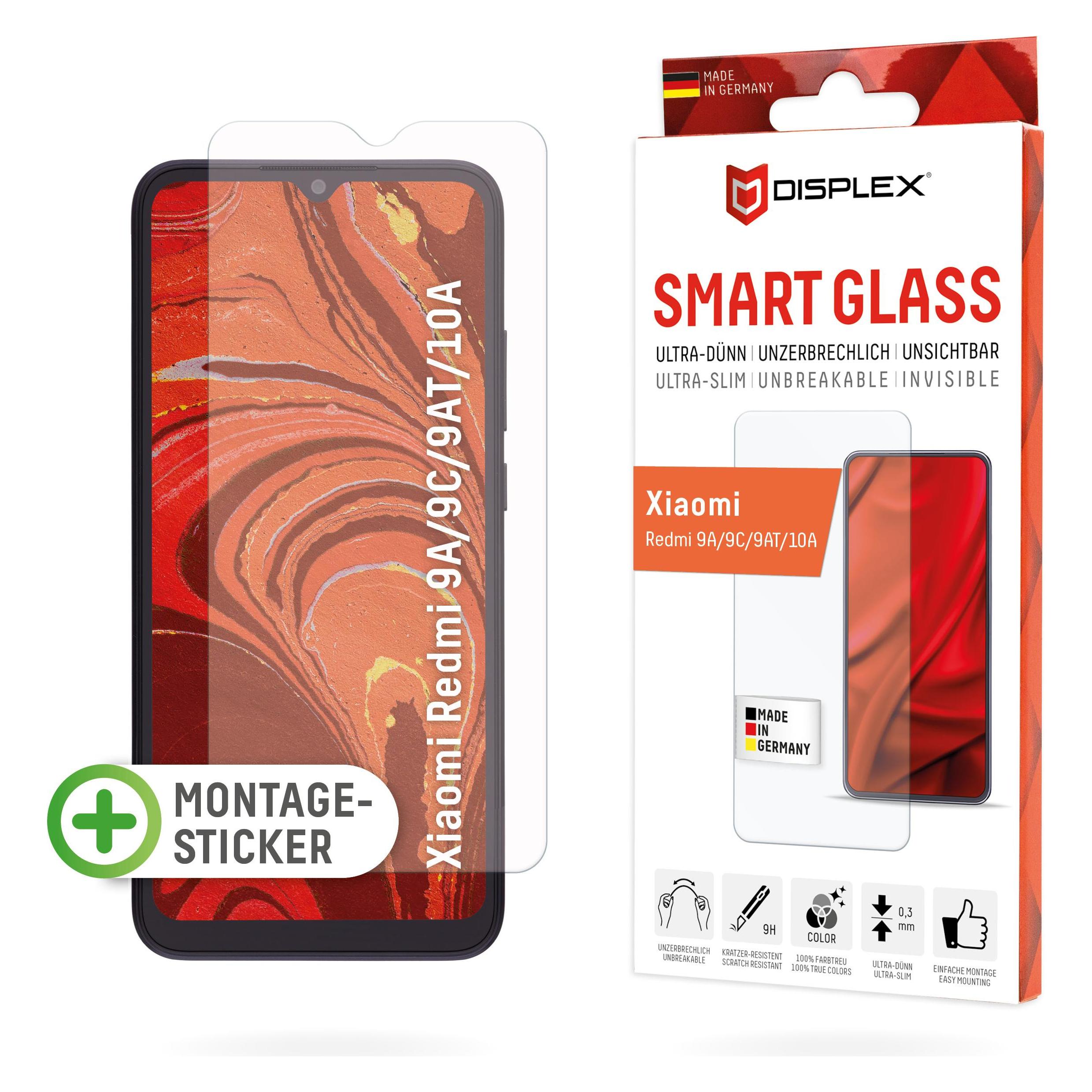 Displex Smart Glass, Displayschutzfolie (1 Stk., Xiaomi Redmi 10A, Xiaomi Redmi 9A, Xiaomi Redmi 9AT, Xiaomi Redmi 9C) (01649)
