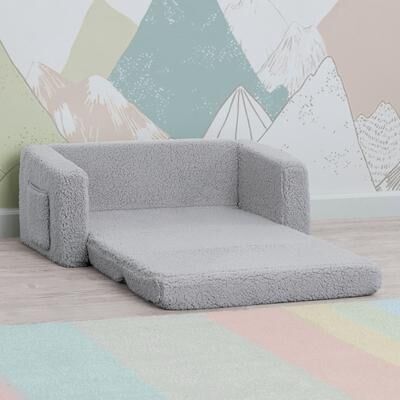 Delta Children Cozee Flip-Out Sherpa 2-in-1 Convertible Sofa to Lounger for Kids