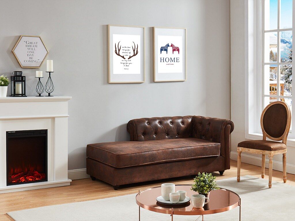 Vente-unique Chaise longue - Hoek links - chesterfield SHIREL van microvezel met lived-in leeraspect
