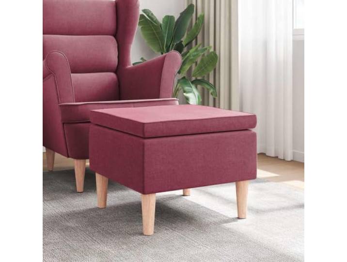 NLQMSU Hocker mit Füßen aus Holz, Bordeauxrot, Stoff Gepolsterte Fußstütze, Sitzerhöhung, Holzbeine, Stabilität, Haltbarkeit, Wohnzimmer, Eingang, max. 110 kg