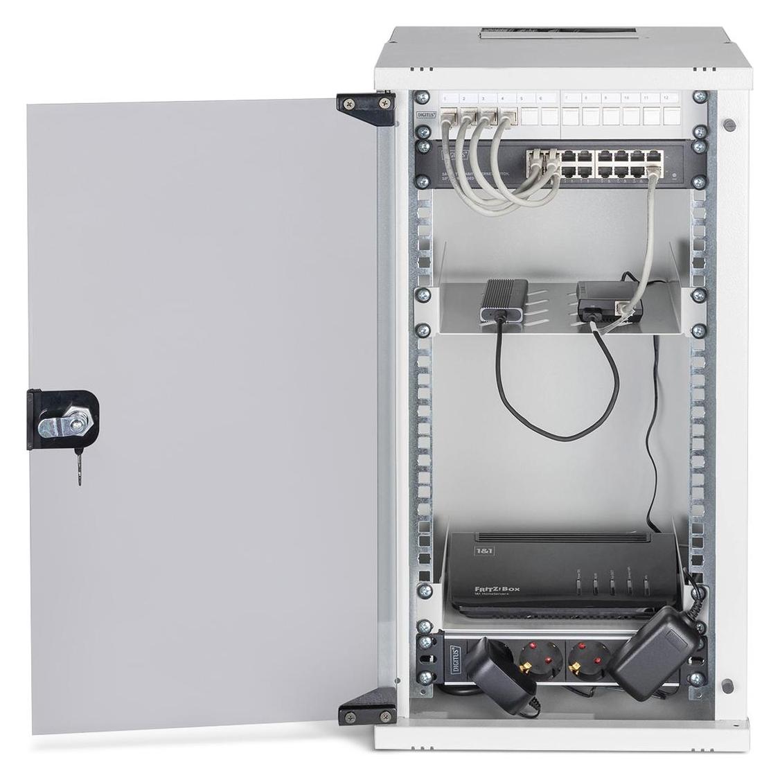 Digitus 10" Netzwerk-Set, 12HE Wandgehäuse und Zubehör, gr SOHO PRO Version (12 HE, 10 Zoll Rack) (DN-49104-SET)