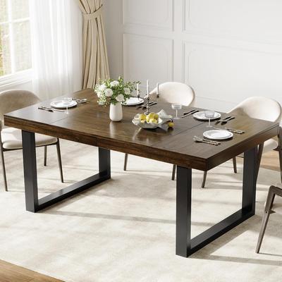 YUN "71"" Dining Table for 6-8, Wooden Table with Metal Legs"
