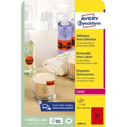 AVERY Zweckform Stick&Lift Etiketten, rund: 63,5 mm, rot