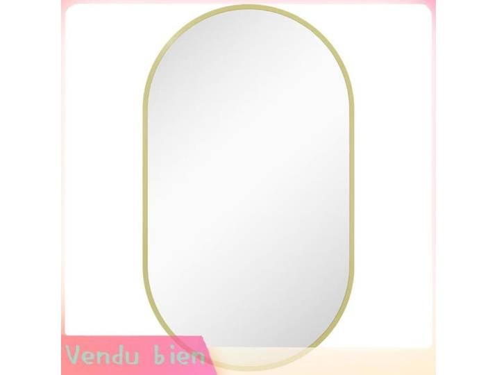 LIA Miroir ovale mural alu minimaliste 40x70 cm doré