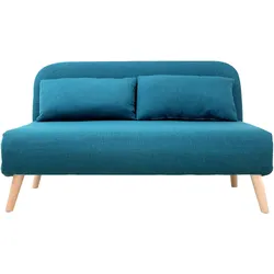 Wandelbare 2-Sitzer-Bank aus enteblauem Stoff AMIKO