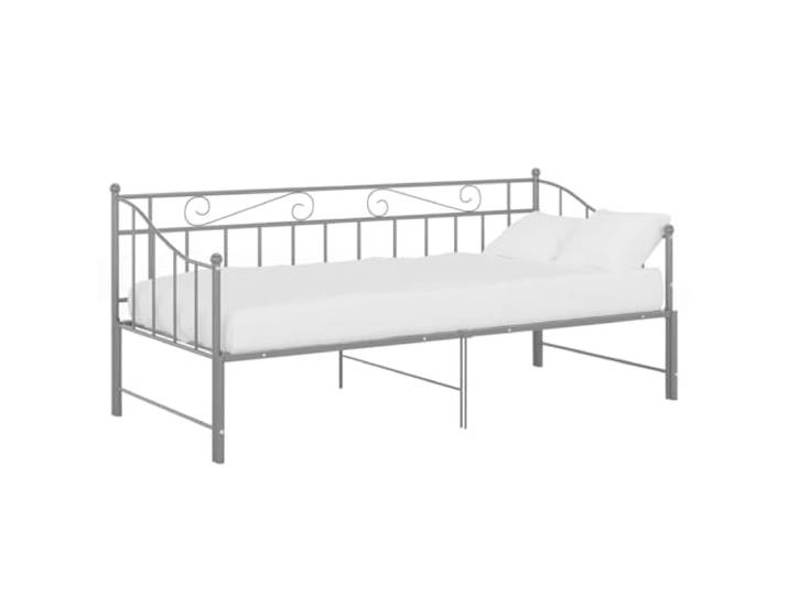 vidaXL Ausziehbett Sofabett Ausziehsofa Bettgestell Tagesbett Schlafsofa Gästebett Bett Metallbett Bettsofa Couch Sofa Grau Metall 90x200cm