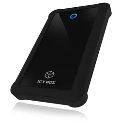 ICY BOX IB-233U3-B Externes Gehäuse für 2,5" SATA HDD/SSD [USB 3.0 Anschluss, Silikon-Schutzhülle, schwarz]