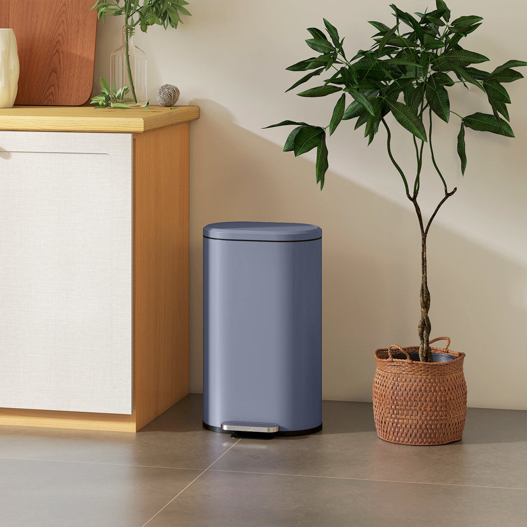 HOMCOM Metal, Plastic Step On Kitchen Trash Can - 30L Grey 30L