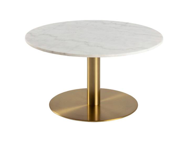 Mid.you Couchtisch Marmor, Weiß, Messing, Metall, Stein, rund, 80x45x80 cm, Reach, Wohnzimmer, Wohnzimmertische, Couchtische, Couchtische Marmor