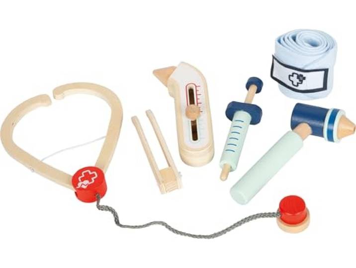 small Foot Arzt Spielset, medizinisches Zubehör aus Holz, hochwertiges Rollenspielzeug, für Kinder ab 3 Jahren, 12548