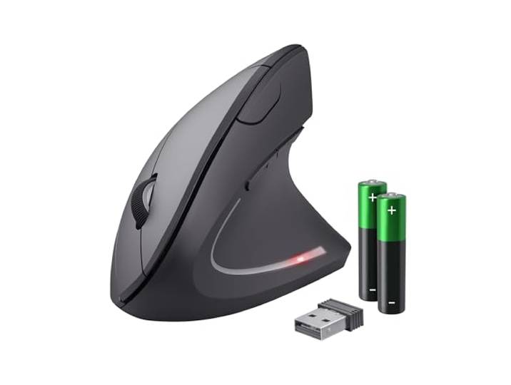 Trust Verto Verticale Draadloze Muis, RF 2.4GHz, 800-1600 DPI, Zwart