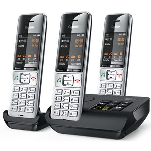 Gigaset Telefon COMFORT 500A Trio, silber/ schwarz, schnurlos, mit Anrufbeantworter