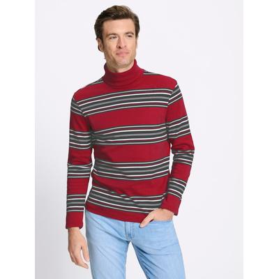 Rollkragenshirt CATAMARAN "Rollkragen-Shirt", Herren, Gr. 56/58, rot (kirsche, gestreift), 100% Baumwolle, gestreift, unifarben, Shirts