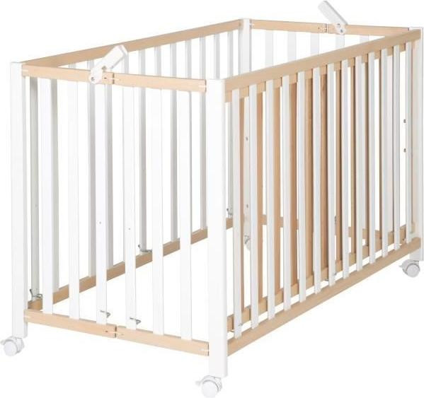 Roba Opvouwbaar Babybed met wielen, Hout/Wit, 60 x 120 cm