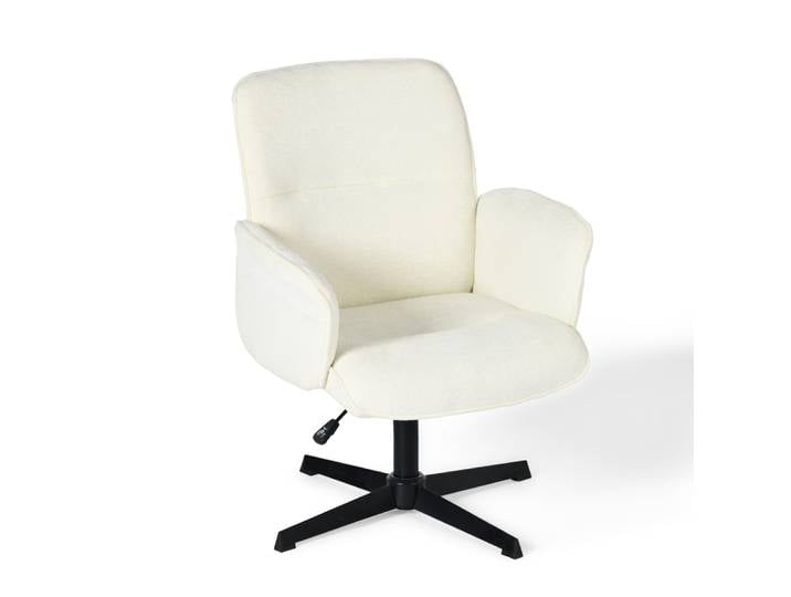 Fauteuil de bureau avec accoudoirs en tissu blanc