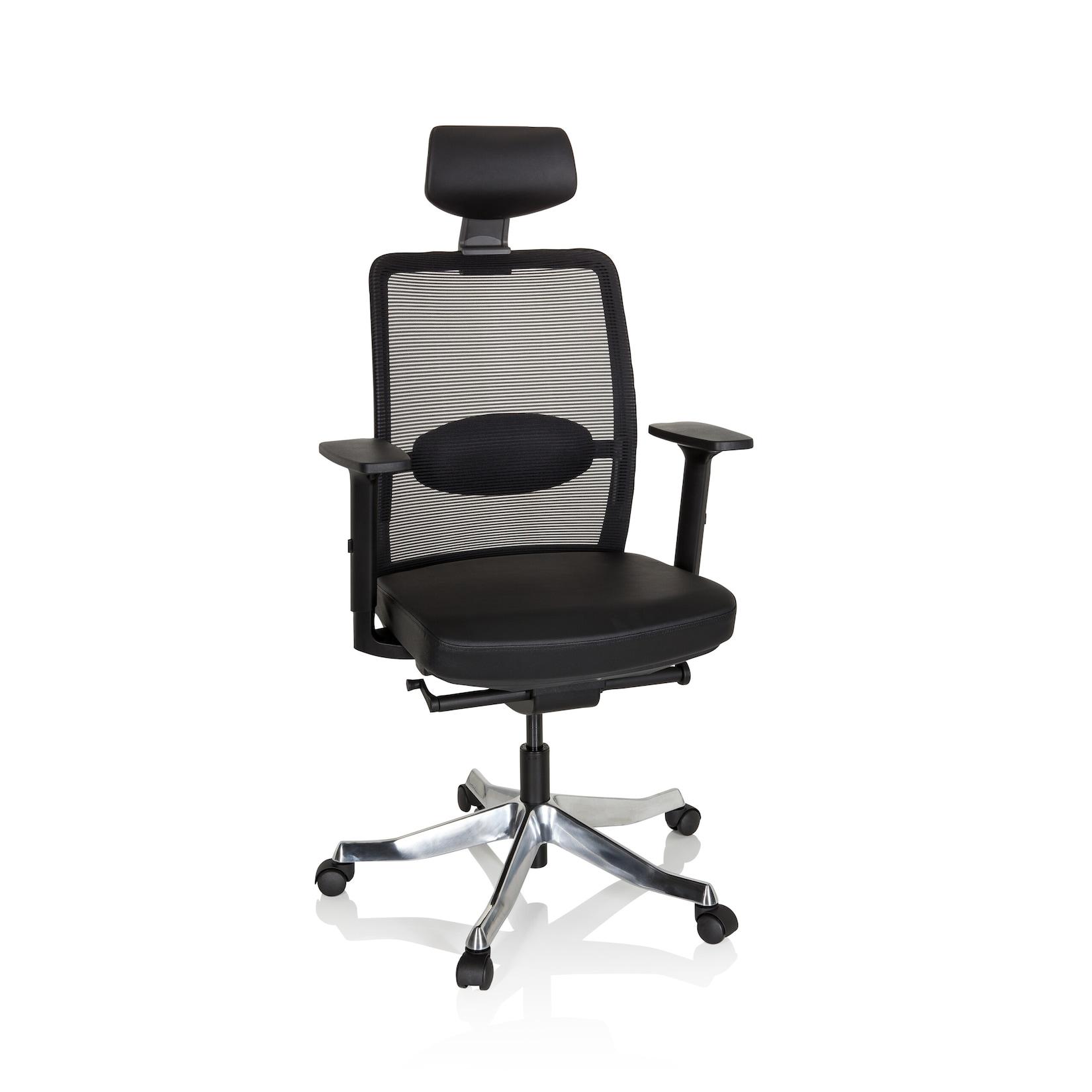 hjh OFFICE Luxus Chefsessel SENATOR PRO Leder/Netzstoff mit Armlehnen (höhenverstellbar)