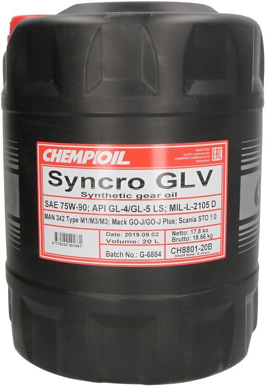 Huile de transmission CHEMPIOIL GLV 75W90 LS, 20L