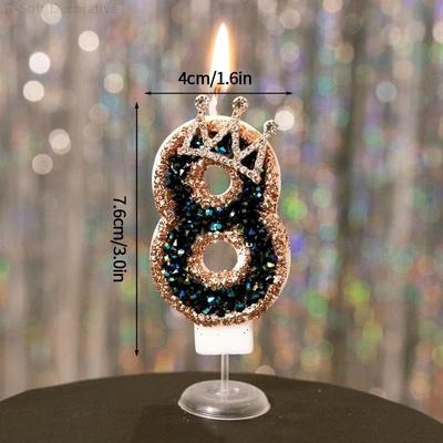Uplifted Goods Black Diamond Crown Digital Birthday Candle 8