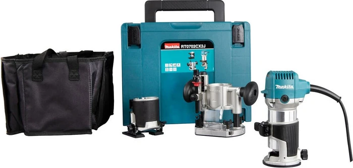 Makita RT0702CX2J Oberfräse, 710 W, 6 / 8 mm