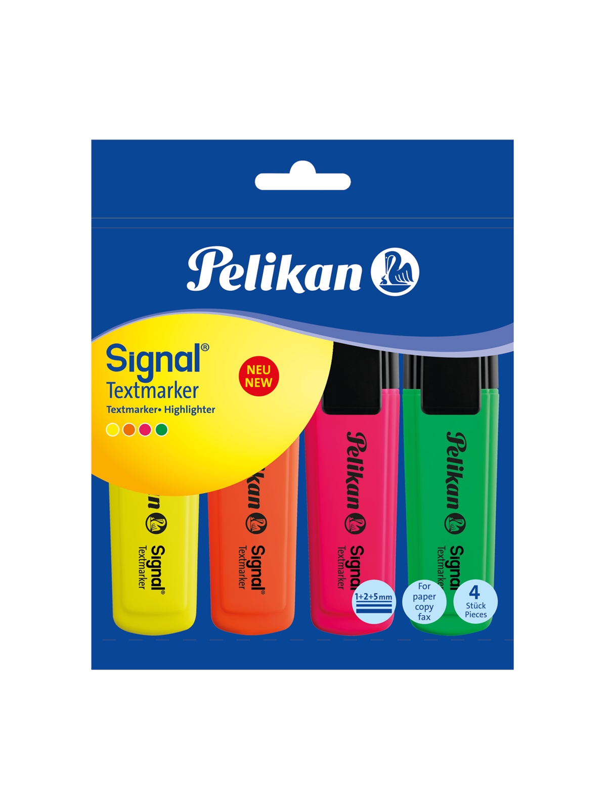 Pelikan Textmarker Signal sortiert, nachfüllbar, 4 Stück im Polybag sortiert