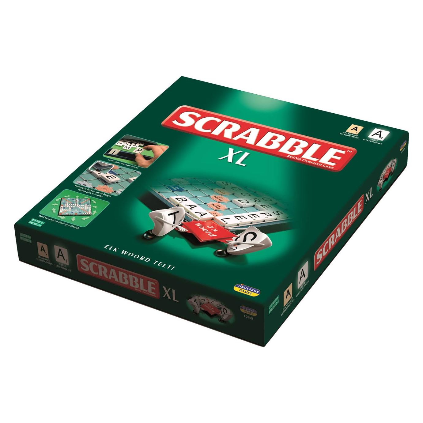 Scrabble XL - Bordspellen - Gezelschapsspel voor Familie - Extra grote letters en met Tilelock-systeem (Französisch, Niederländisch, 2 - 4 Spieler) (10509)