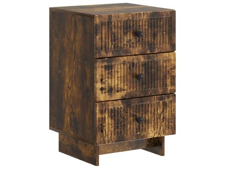 hliofuir Nachttisch Geräucherte Eiche 43x41x66,5cm 3 Schubladen Kompakter Beistelltisch fürs Schlafzimmer mit reichlich Stauraum, eleganten Metallknöpfen und robuster Oberfläche.