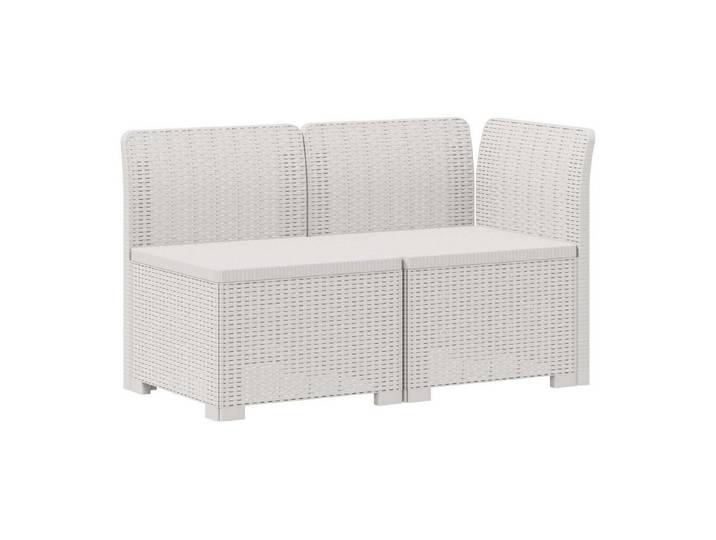 vidaXL Sofaelement 2-Sitzer Garten-Sofa Rattan-Look 2-Sitzer PP Weiß