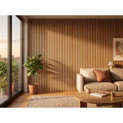 Akustikpaneel DecoLine, Eiche natur furniert, 2400x561x19 mm, 1-seitig furniert
