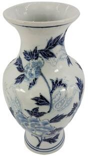 Galt International "Blue/White Chinoiserie Indoor Ceramic Vase 14"""