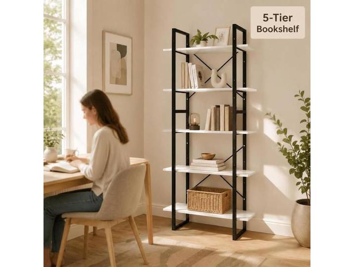 Bookshelf with 5 compartments white 80x30x175 cm solid pine wood