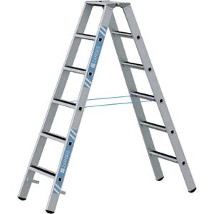 Zarges Stehleiter R13step B, 41555, beidseitig begehbar, aus eloxiertem Aluminium, bis 150kg, mit 2 x 6 R13-Stufen