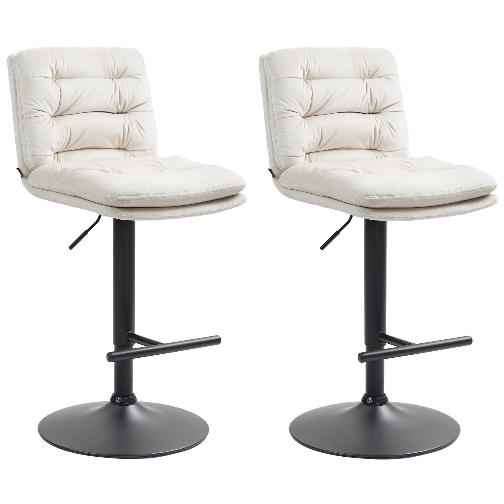 CLP 2er Set Barhocker Damar Samt schwarz Farbe: creme, Gestell Farbe: schwarz