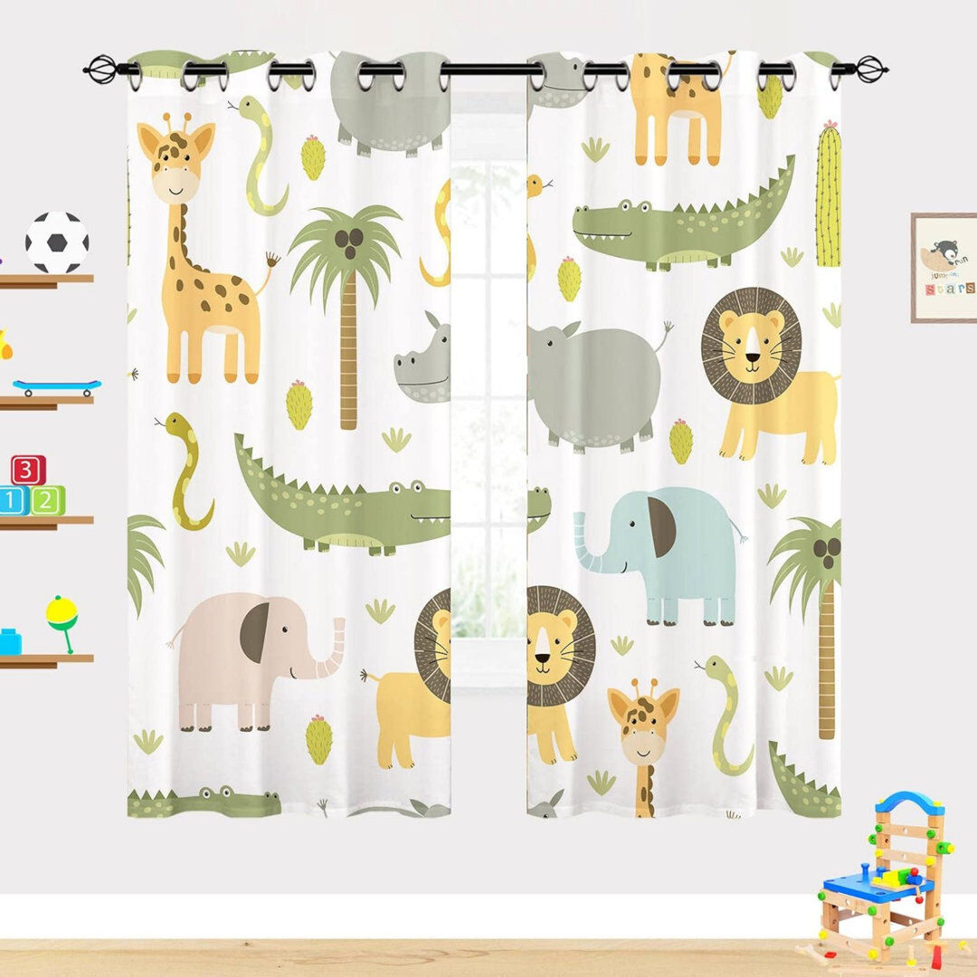 East Urban Home Room Darkening Curtain Panel Pair White 117cm W X 137cm H
