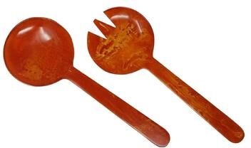 BIDK Home "Salad Servers Set of 2 Orange Resin Dia 11"" - Orange"