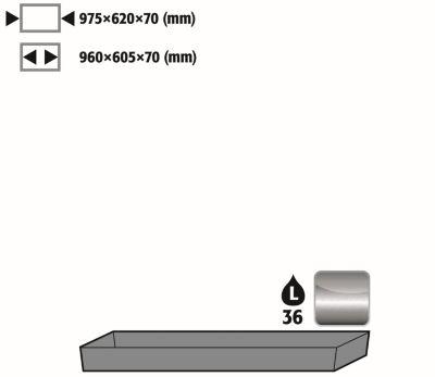 Bodenauffangwanne Stawa-R für asecos Sicherheitsschränke der UB90 Serie, Edelstahl 1.4301, B 975 x T 620 x H 78 mm, 33 l