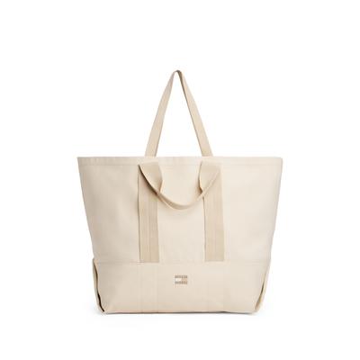 Tragetasche TOMMY JEANS "TJW TOTE EDITION CANVAS", Damen, Gr. B/H/T: 60cm x 40cm x 20cm, beige (creme), Canvas, Textil, unifarben, Taschen, Damen Henkeltasche, Shopper, Schultertasche mit Logo-Schriftzug