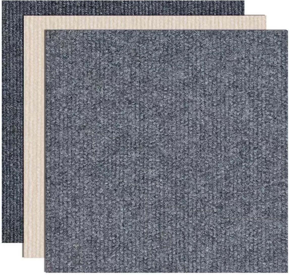 INF 4er-Set Dunkelgraue Selbstklebende Teppichfliesen für Wohnzimmer, Schlafzimmer, Büro – 30x30 cm ineinandergreifende