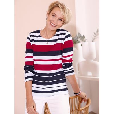 T-Shirt CLASSIC BASICS "Shirt", Damen, Gr. 42, bunt (rot, marine, gestreift), 100% Baumwolle, gemustert, gestreift, Rundhals, Shirts T-Shirt