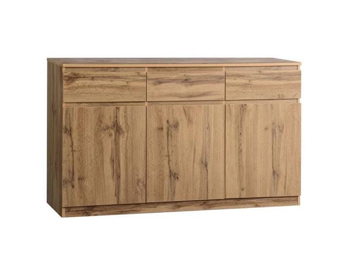Buffet bas – 3 portes 3 tiroirs – decor bois naturel – 135 x 40 x 81 cm